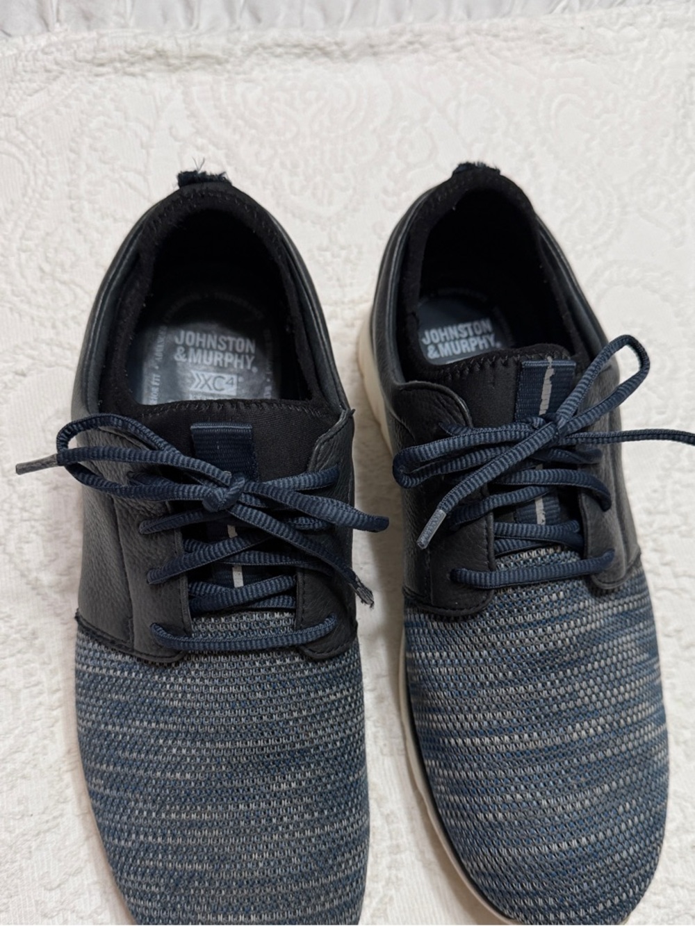Johnston & Murphy Size 10.5 Men’s NAVY Knit Lace-Up Sneakers - Picture 3 of 8